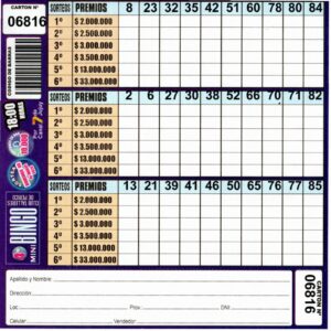 4 MINI Bingo TALLERES - Cartón 6816