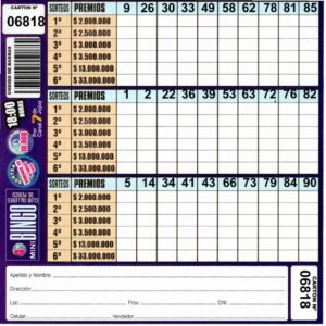 4 MINI Bingo TALLERES - Cartón 6818