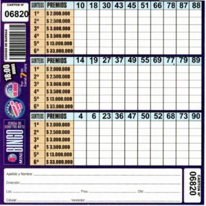 4 MINI Bingo TALLERES - Cartón 6820