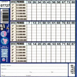 5 MINI Bingo TALLERES - Cartón 7727