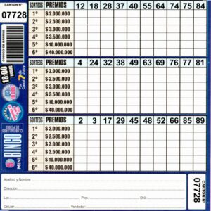 5 MINI Bingo TALLERES - Cartón 7728