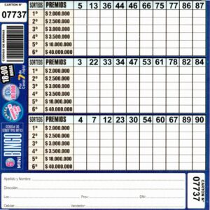 5 MINI Bingo TALLERES - Cartón 7737