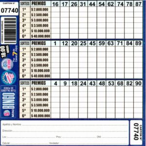 5 MINI Bingo TALLERES - Cartón 7740