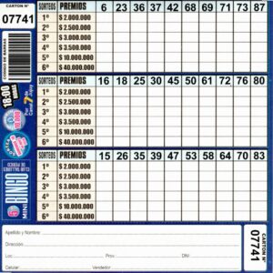 5 MINI Bingo TALLERES - Cartón 7741