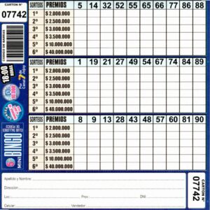 5 MINI Bingo TALLERES - Cartón 7742