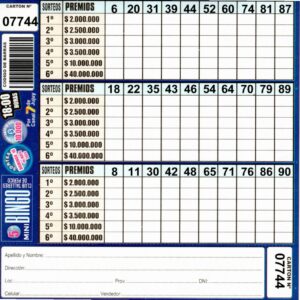 5 MINI Bingo TALLERES - Cartón 7744