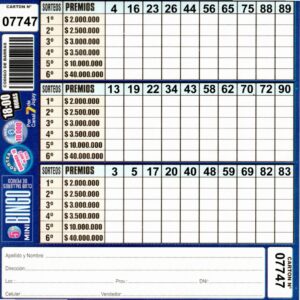 5 MINI Bingo TALLERES - Cartón 7747