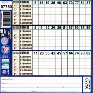 5 MINI Bingo TALLERES - Cartón 7750