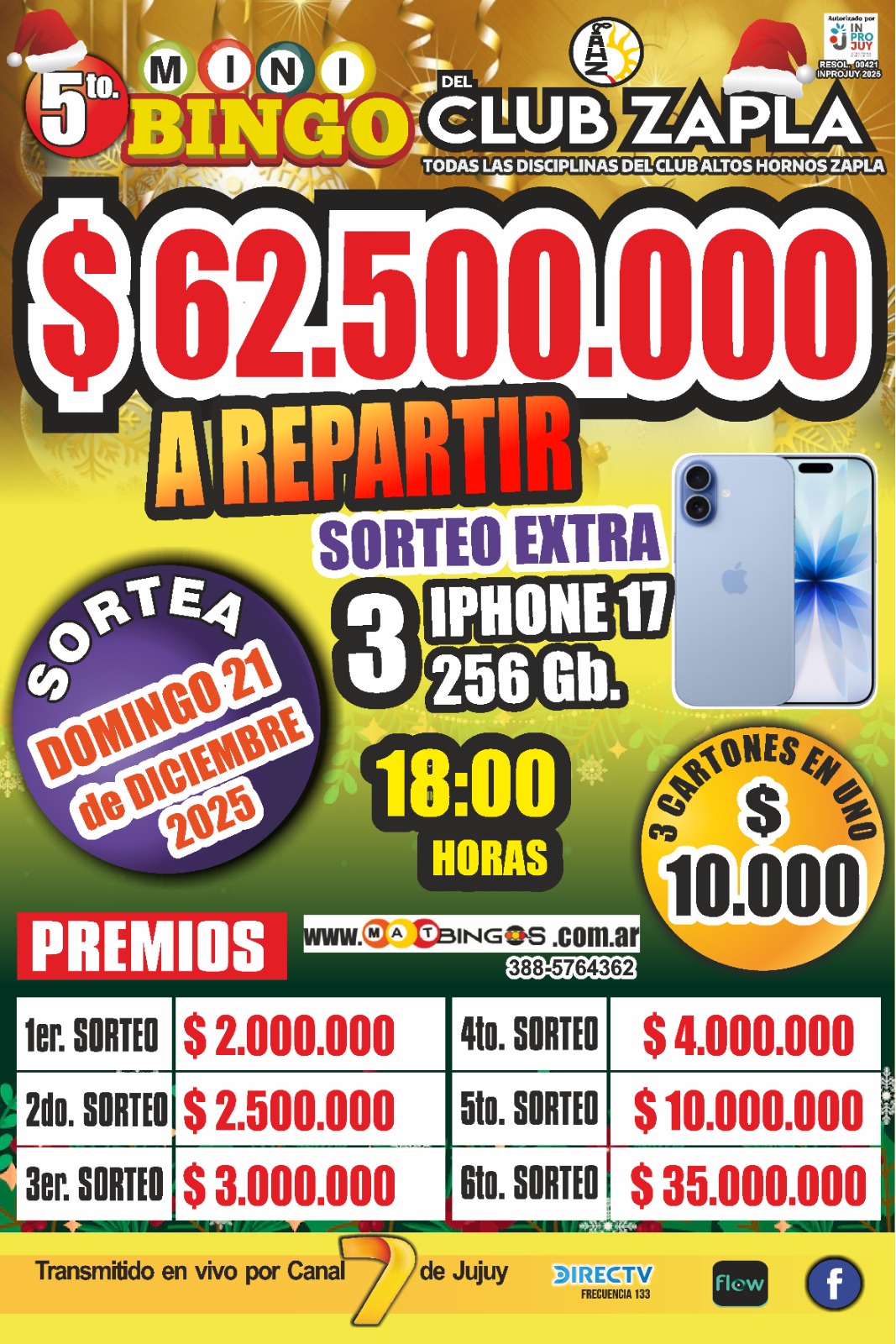 5 MINI Bingo ZAPLA - Cartón 16692