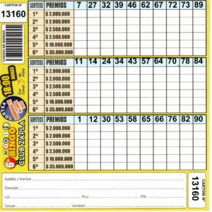 6 MINI Bingo ZAPLA - Cartón 13160