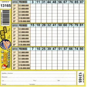 6 MINI Bingo ZAPLA - Cartón 13165