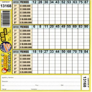 6 MINI Bingo ZAPLA - Cartón 13168