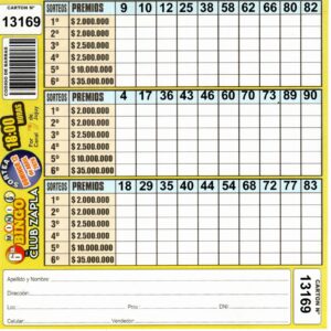 6 MINI Bingo ZAPLA - Cartón 13169