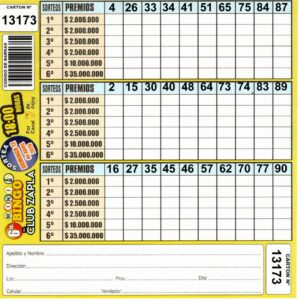 6 MINI Bingo ZAPLA - Cartón 13173