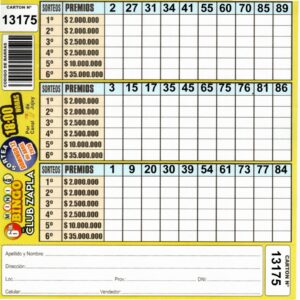 6 MINI Bingo ZAPLA - Cartón 13175