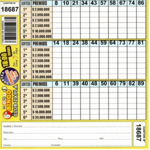 6 MINI Bingo ZAPLA - Cartón 18687