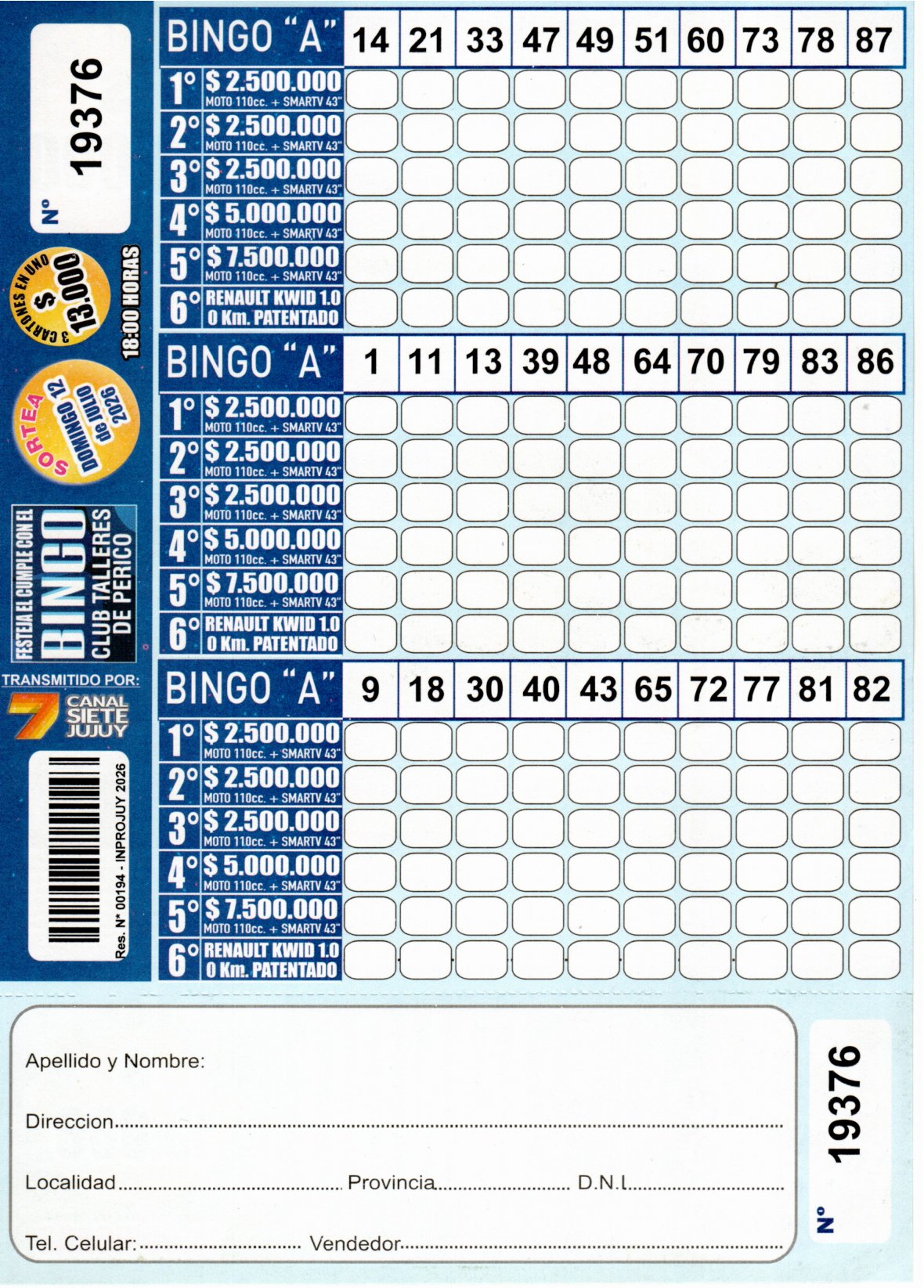 6 MINI Bingo TALLERES - Cartón 19376