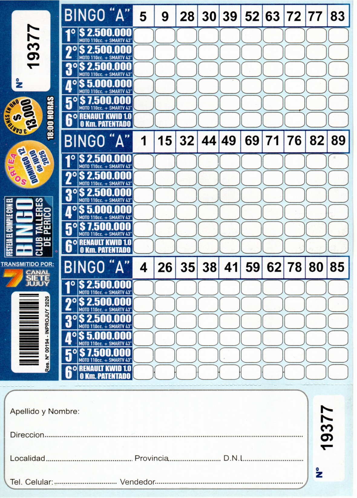 6 MINI Bingo TALLERES - Cartón 19377