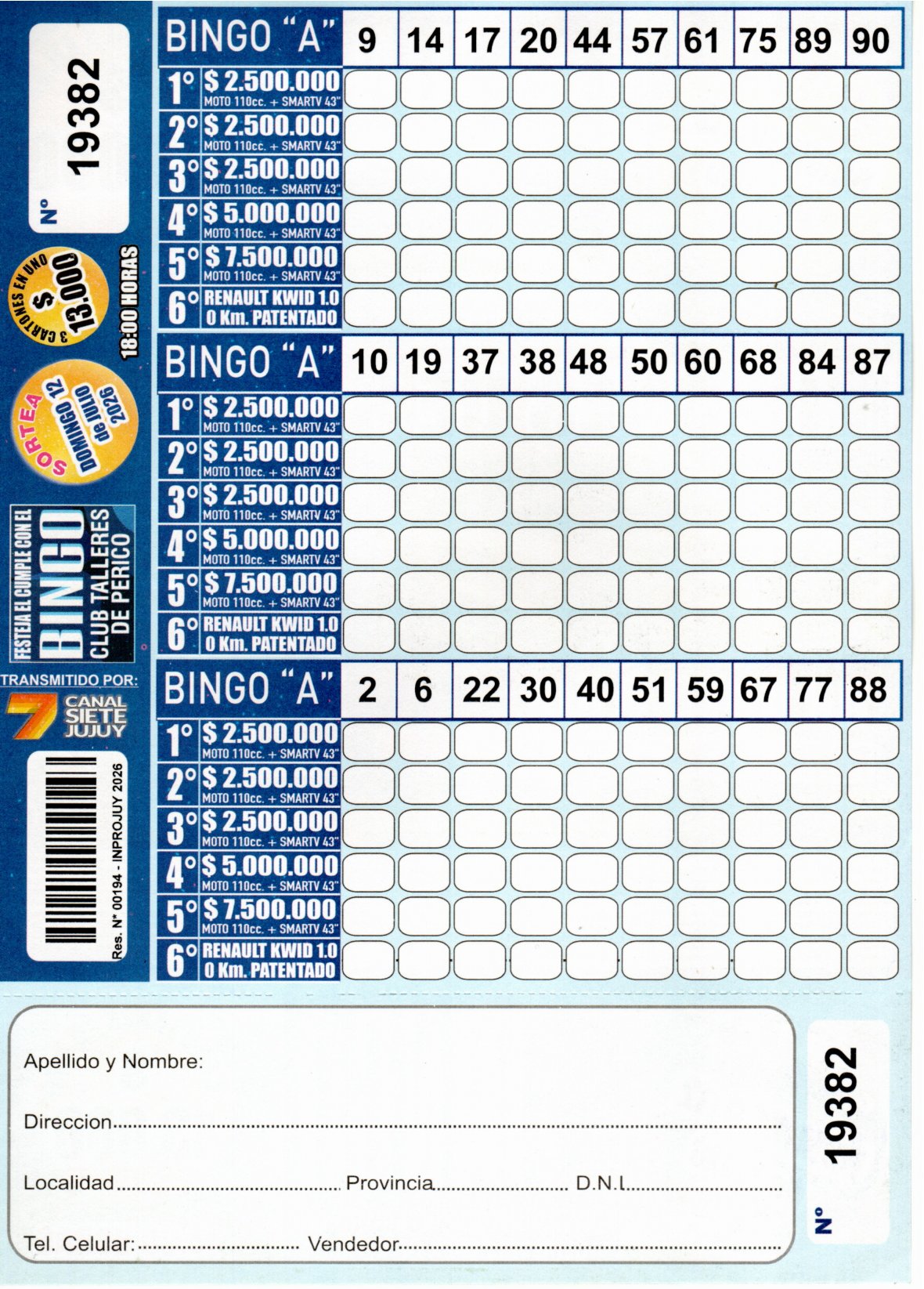 6 MINI Bingo TALLERES - Cartón 19382
