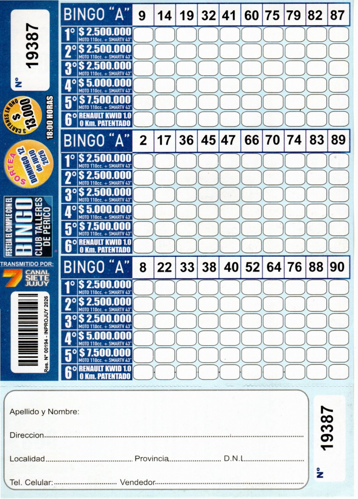 6 MINI Bingo TALLERES - Cartón 19387
