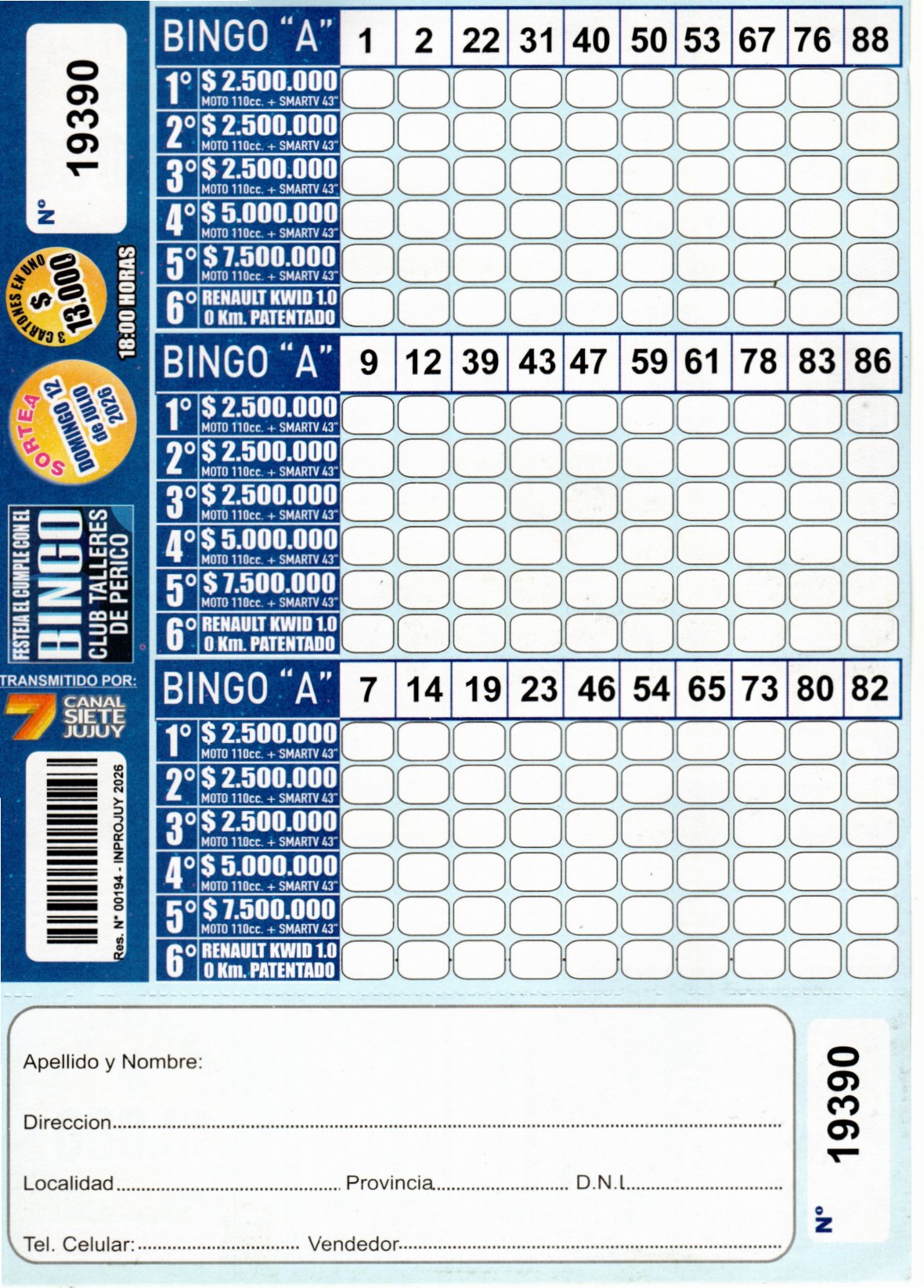 6 MINI Bingo TALLERES - Cartón 19390