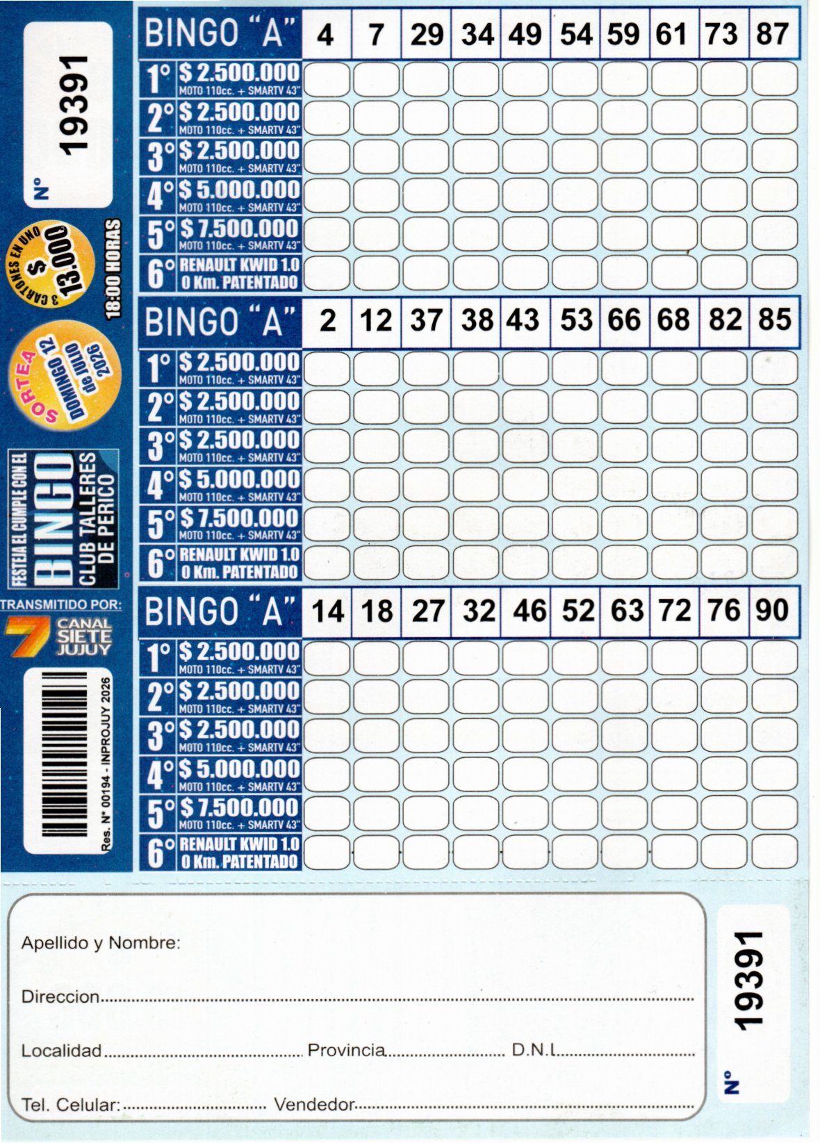 6 MINI Bingo TALLERES - Cartón 19391