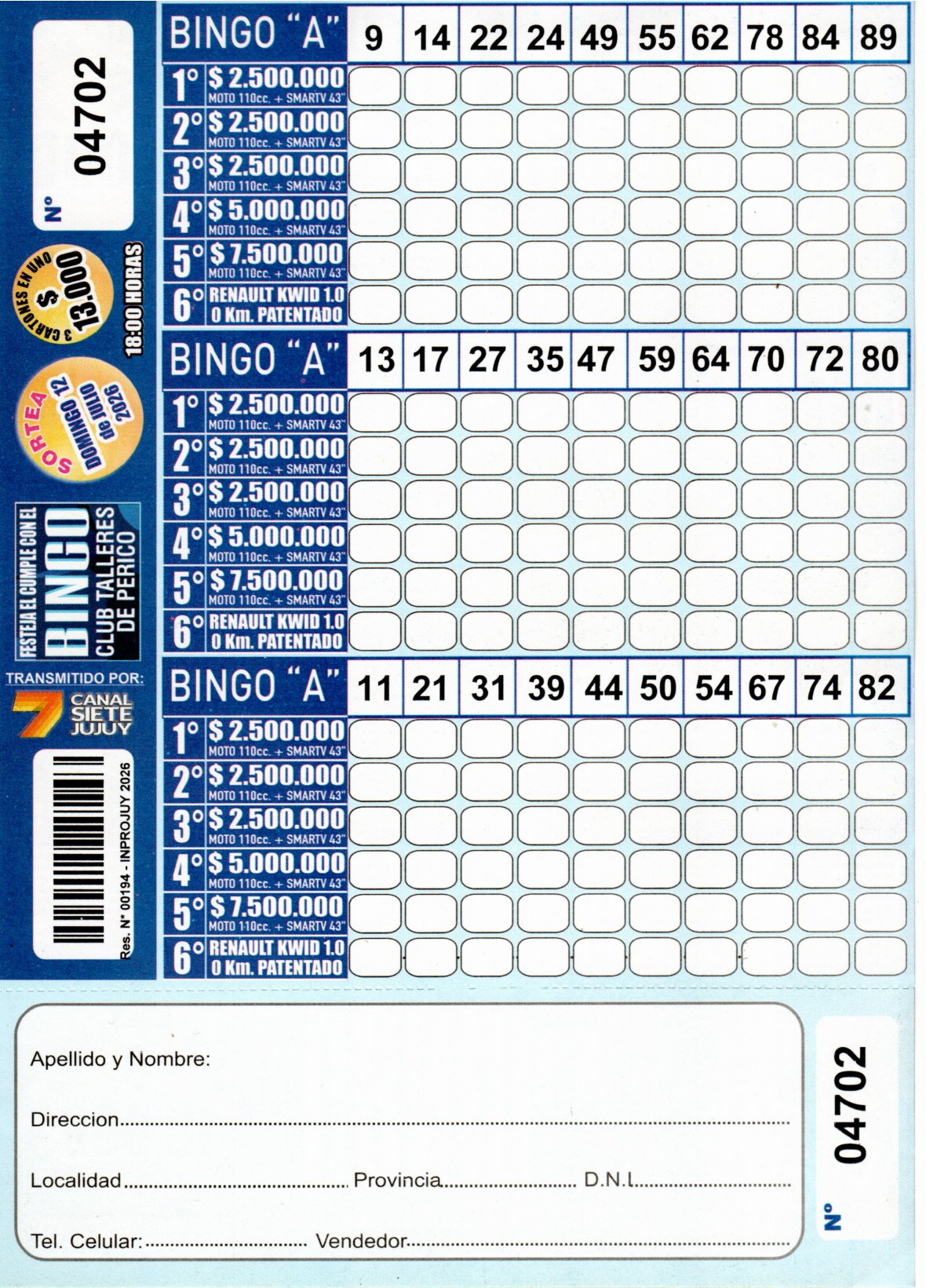 6 MINI Bingo TALLERES - Cartón 4702