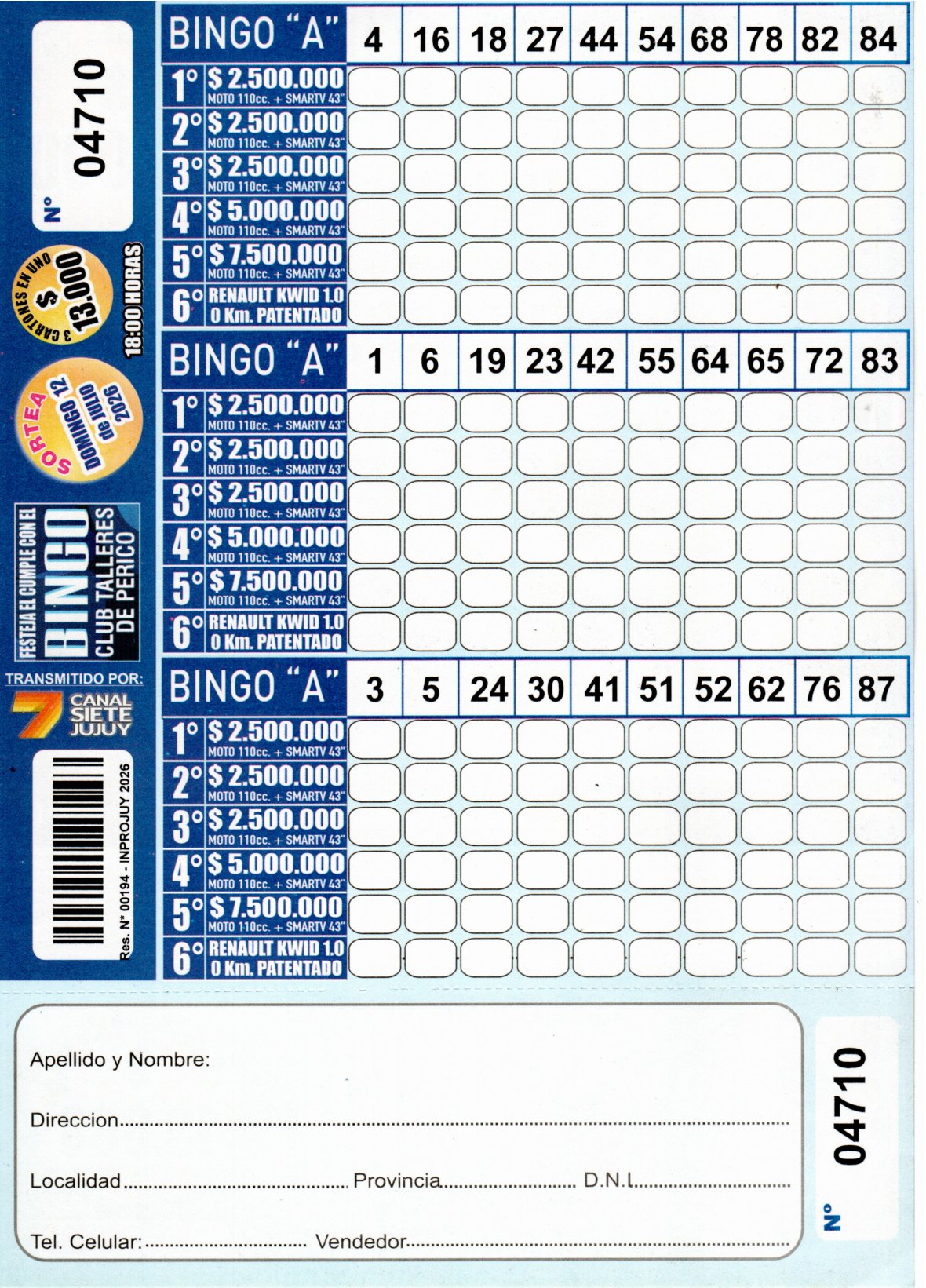 6 MINI Bingo TALLERES - Cartón 4710