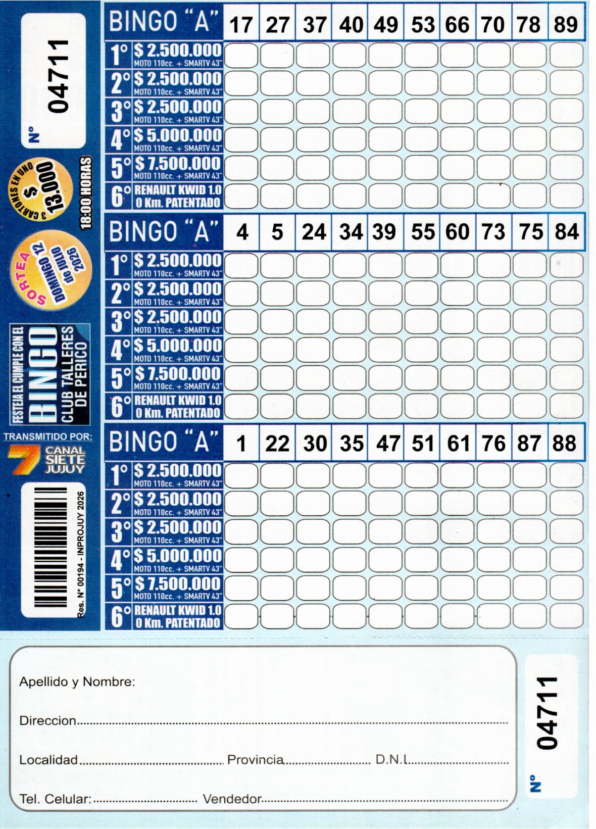 6 MINI Bingo TALLERES - Cartón 4711