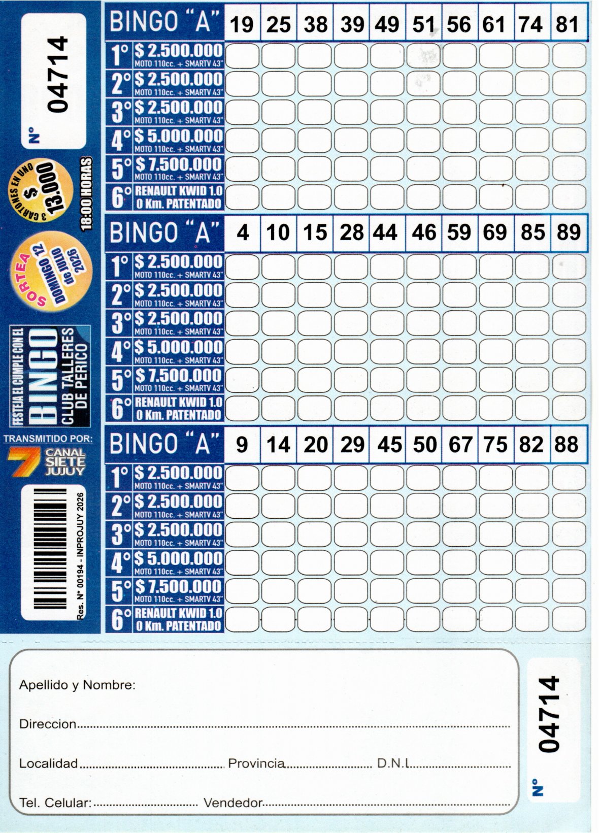 6 MINI Bingo TALLERES - Cartón 4714