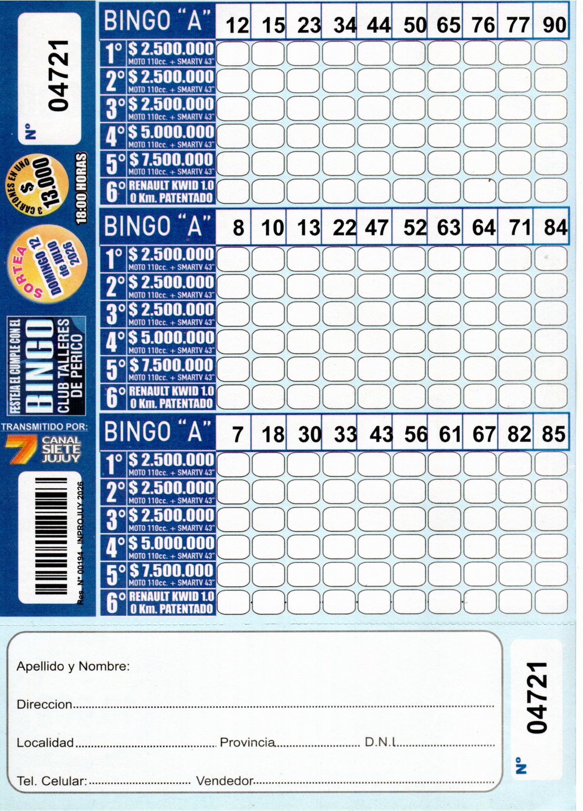 6 MINI Bingo TALLERES - Cartón 4721