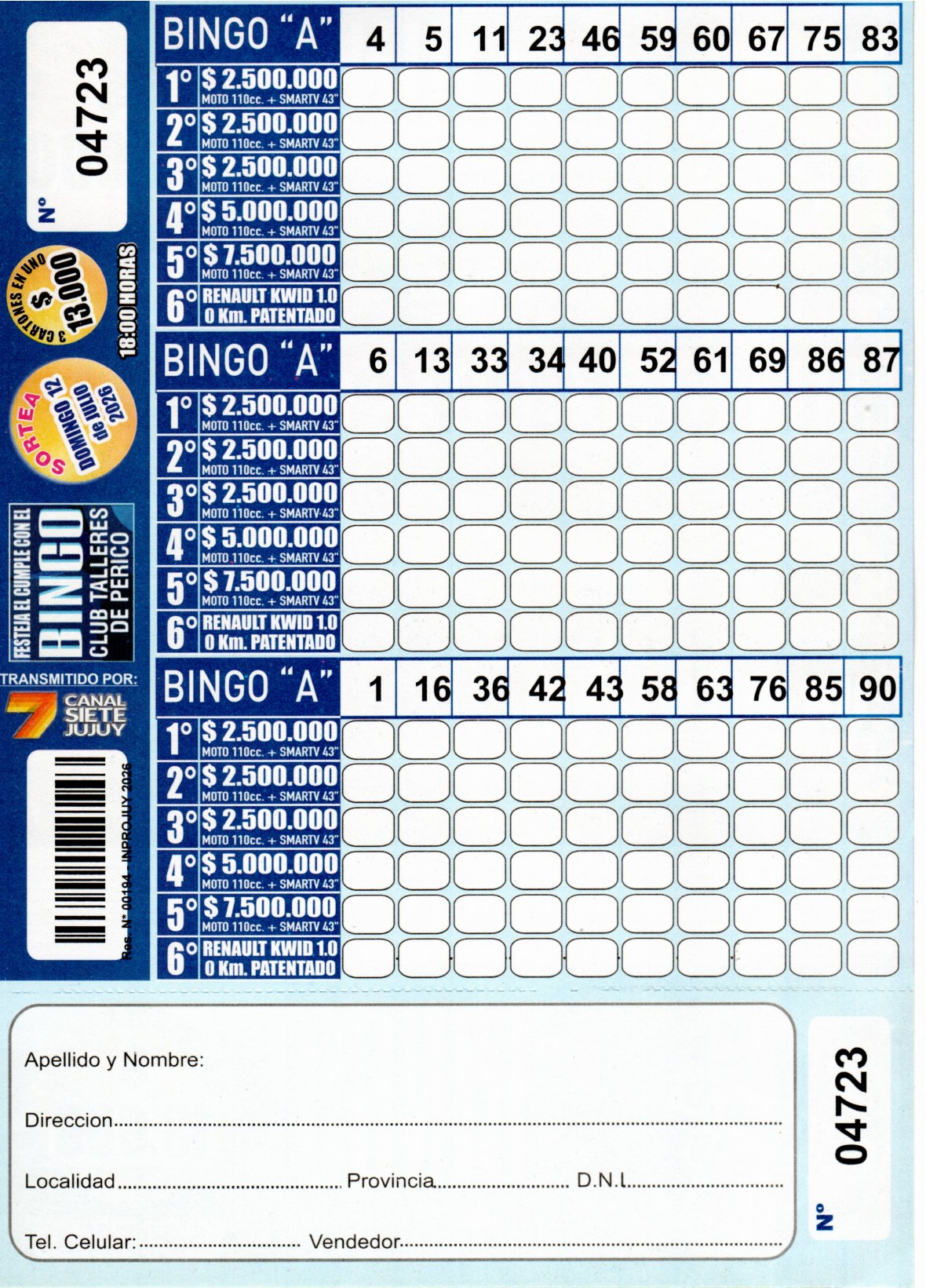 6 MINI Bingo TALLERES - Cartón 4723