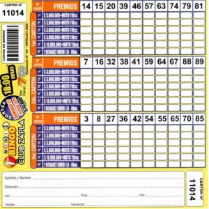 7 MINI Bingo ZAPLA - Cartón 11014