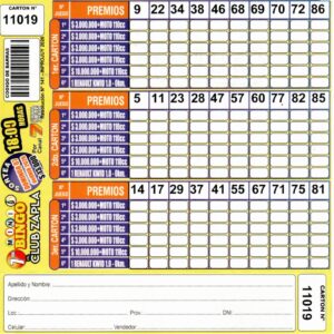 7 MINI Bingo ZAPLA - Cartón 11019