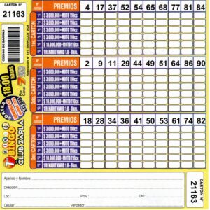 7 MINI Bingo ZAPLA - Cartón 21163