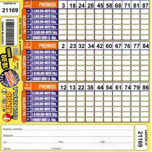 7 MINI Bingo ZAPLA - Cartón 21169