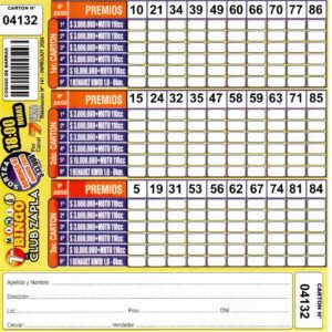 7 MINI Bingo ZAPLA - Cartón 4132