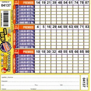 7 MINI Bingo ZAPLA - Cartón 4137