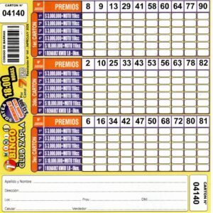 7 MINI Bingo ZAPLA - Cartón 4140