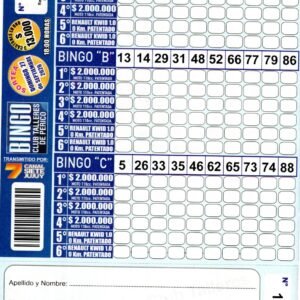 7 MINI Bingo TALLERES - Cartón 11470