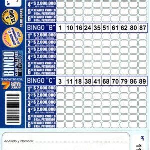 7 MINI Bingo TALLERES - Cartón 11472