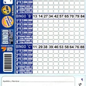 7 MINI Bingo TALLERES - Cartón 14230