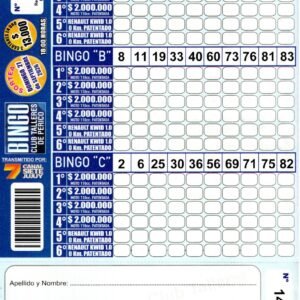 7 MINI Bingo TALLERES - Cartón 14238