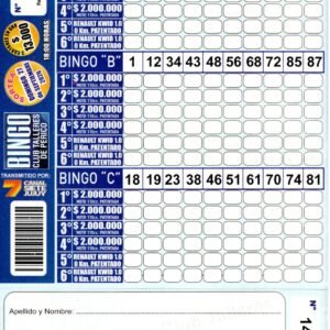 7 MINI Bingo TALLERES - Cartón 14249