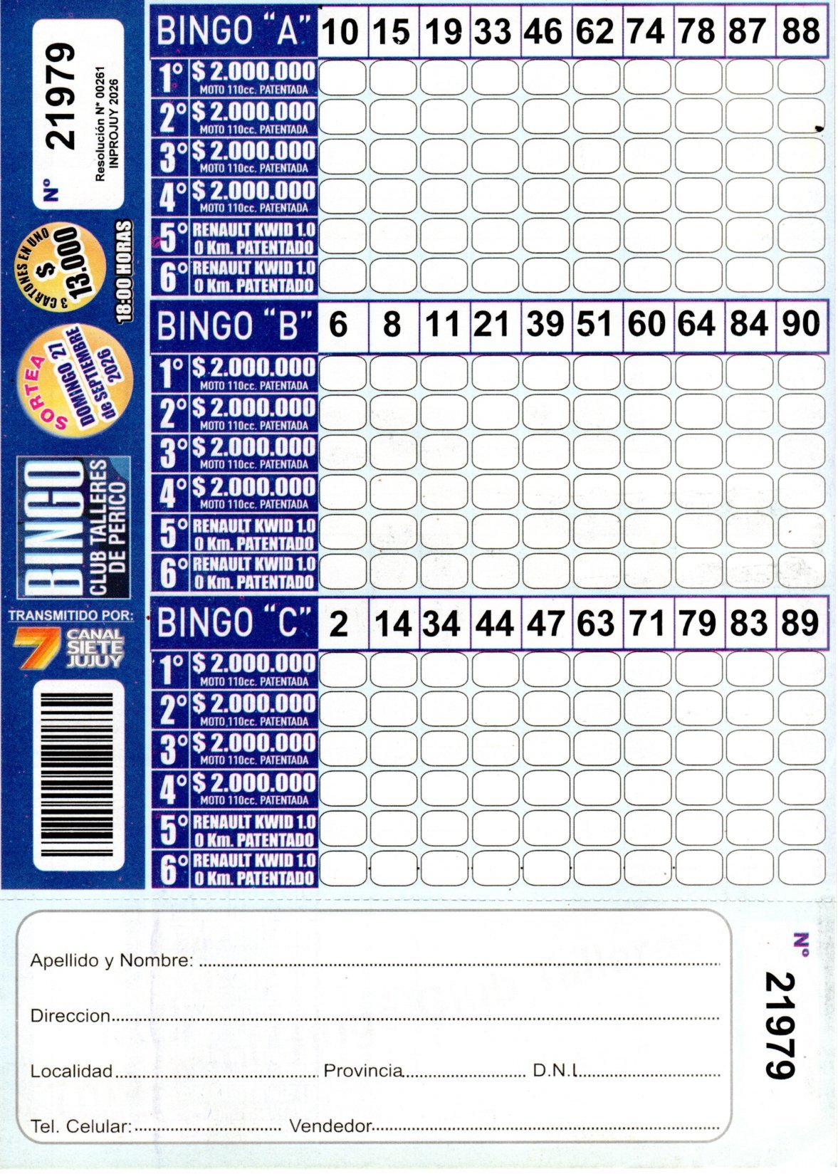 7 MINI Bingo TALLERES - Cartón 21979