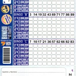 7 MINI Bingo TALLERES - Cartón 22000