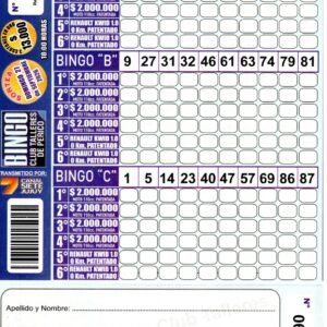 7 MINI Bingo TALLERES - Cartón 6214