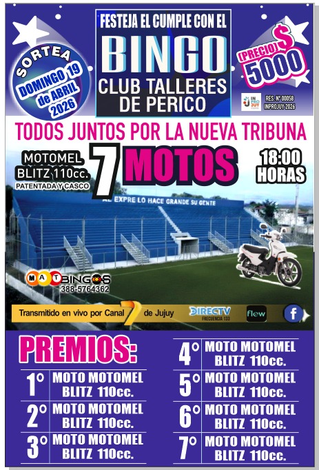 Bingo de las Motos TALLERES - Cartón 1826 - Image 2